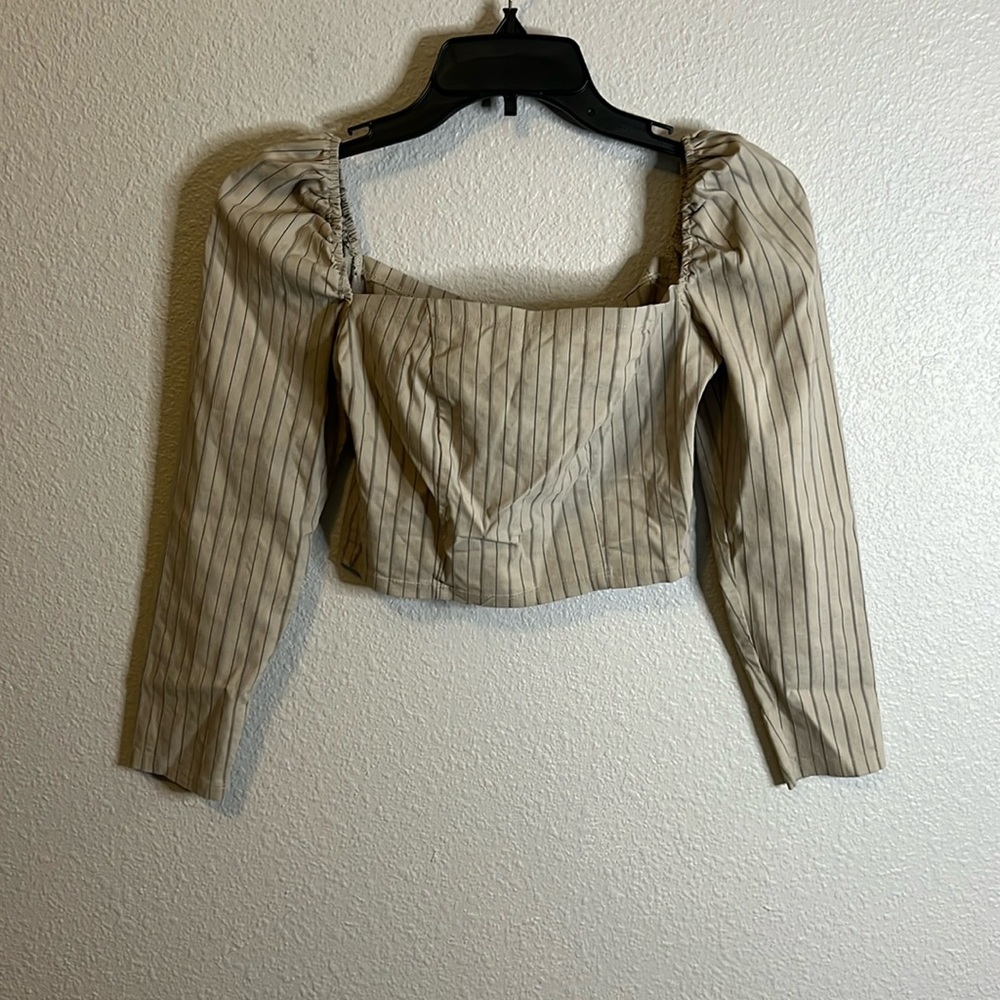 Urban Outfitters Cropped Square Neck Pinstripe Top Size Small